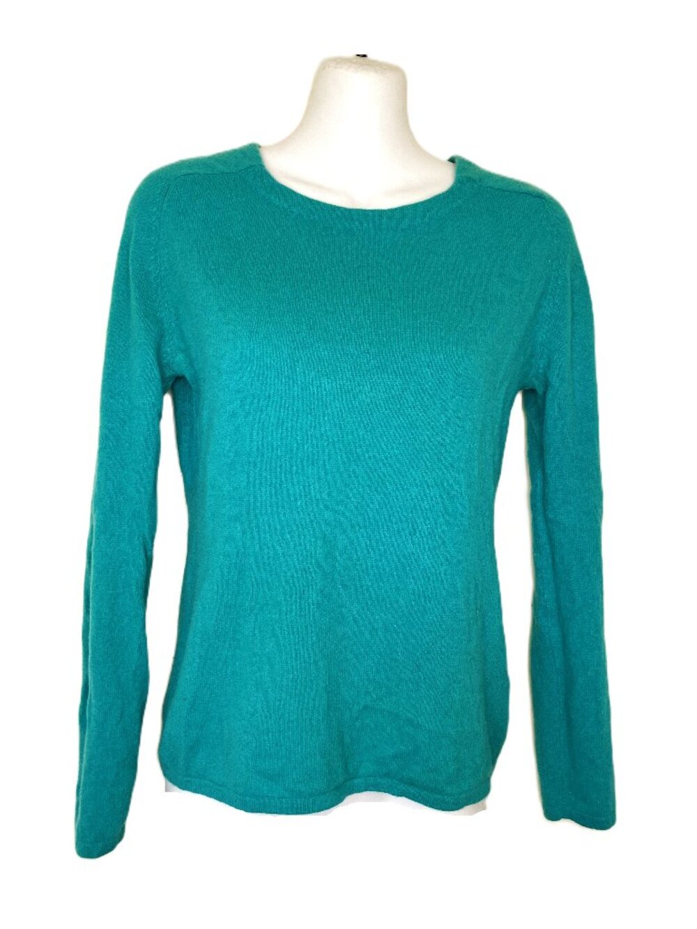 In Cashmere Pullover Knit Sweater Aqua Green Round Neck Women's Medium